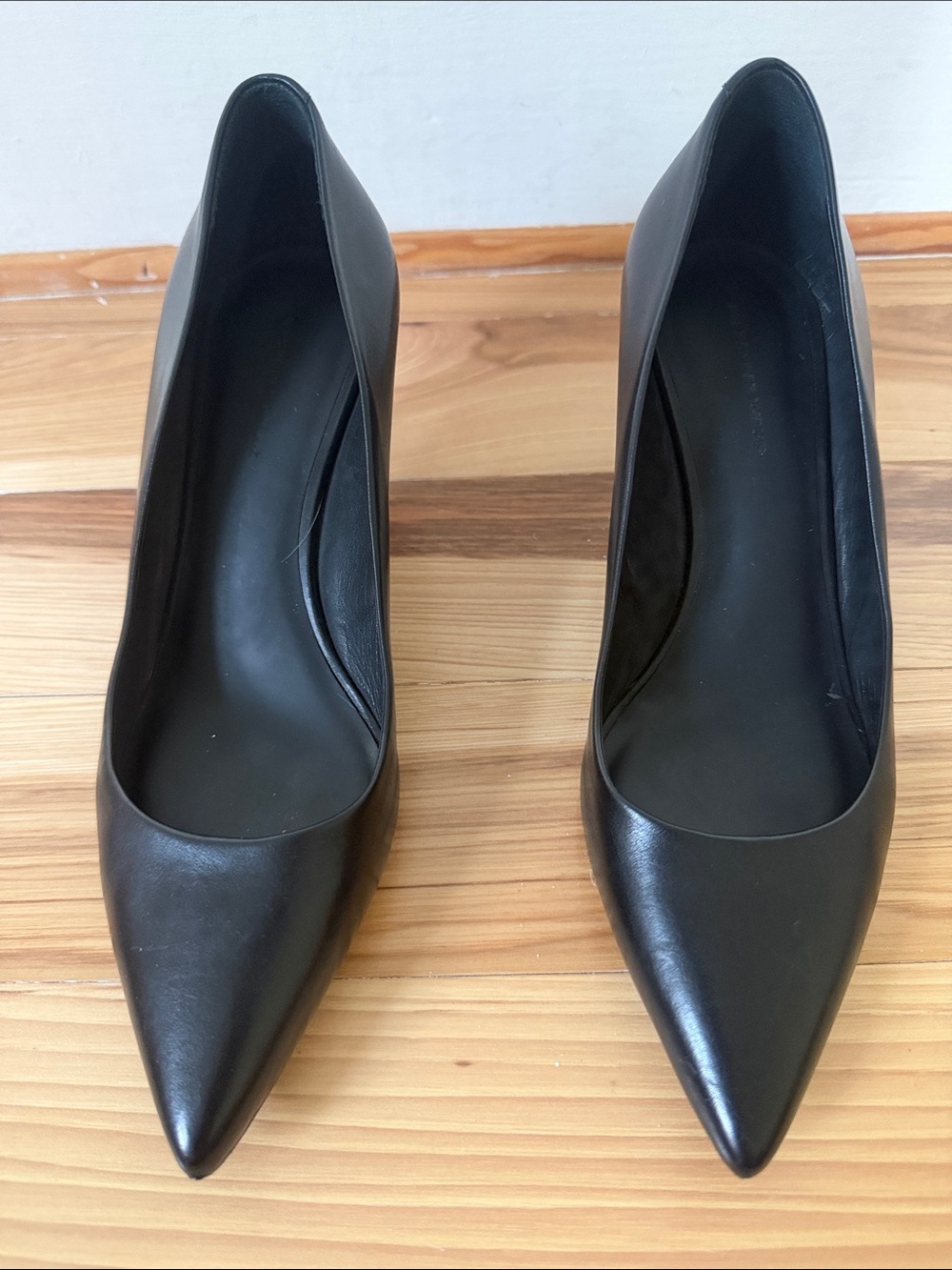 Alexander Wang Black Pointed-Toe Leather Pumps